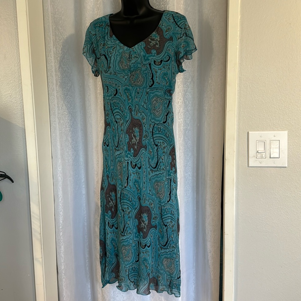 A.M.I. Teal Paisley Maxi Dress Sz: M